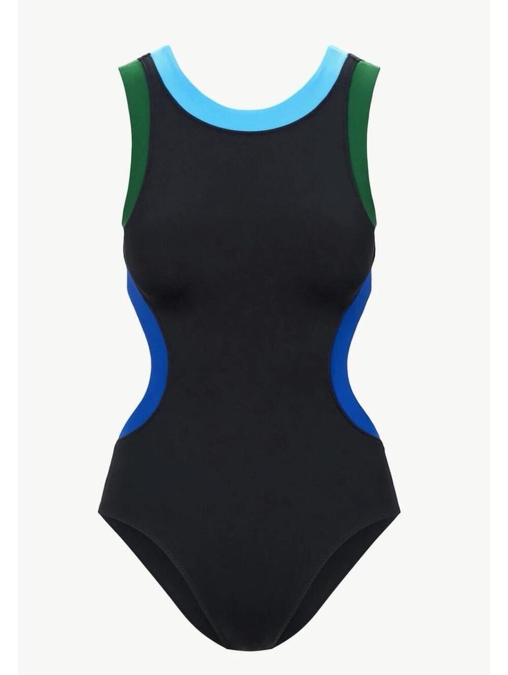 NWT Staud Dolce Cutout One Piece Swimsuit Navy Green Blue Swim Sea Large - Picture 5 of 5